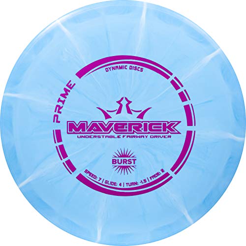 Dynamic Discs Prime Burst Maverick | Beginner Fairway Disc Golf Driver | Understable to Straight Flight | Controllable & Versatile Disc Golf Fairway | 170g + | Stamp & Pattern Will Vary - color: Blue