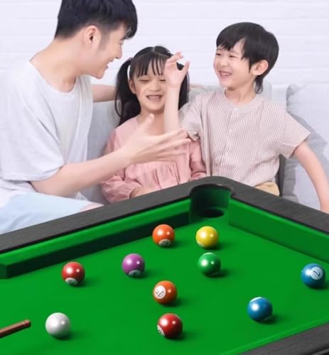 Mini Pool Table, Billiard Game with 11 Balls, 2 Cue and 1 Triangle, Portable Game Table, Table Snooker Game for Stress Relief, Play Set for Kids and Adults