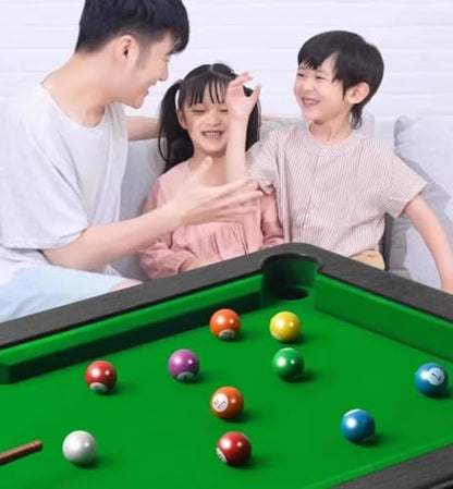 Mini Pool Table, Billiard Game with 11 Balls, 2 Cue and 1 Triangle, Portable Game Table, Table Snooker Game for Stress Relief, Play Set for Kids and Adults