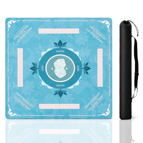 Mahjong Mat for Table Waterproof Anti-Wrinkle with Rules 32x32 Inch 3mm Thickness Anti-Slip Noise-Reducing Game Mat Table Cover for Mahjong Poker Board Games Dominoes (Green) - color: Green