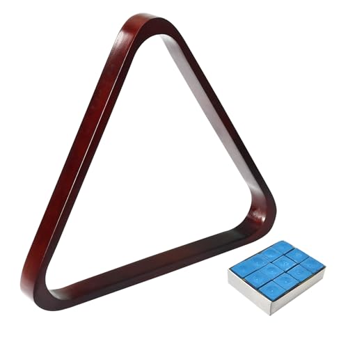 Solid Wood Pool Ball Rack Billiard Ball Triangle Rack, Pool Table Ball Holder Positioning Rack,2-1/4" Pool Ball Rack - color: Burgundy