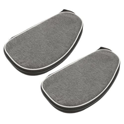 Mikikit 2pcs Table Tennis Paddle Case with Ball Storage Pocket, Portable Grey Ping Pong Racket Cover Bag for Sports Equipment Carrying and Protection