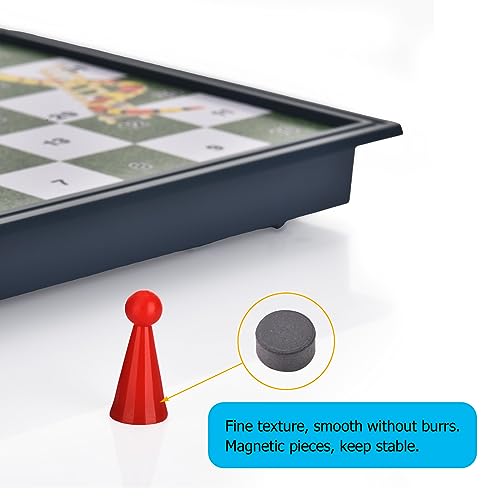 Magnetic Snakes and Ladders Board Games with Folding Board Travel Games Set for Kids and Adults (Magnetic Snakes and Ladders Set) - 9.76 Inches