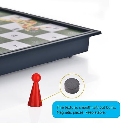 Magnetic Snakes and Ladders Board Games with Folding Board Travel Games Set for Kids and Adults (Magnetic Snakes and Ladders Set) - 9.76 Inches