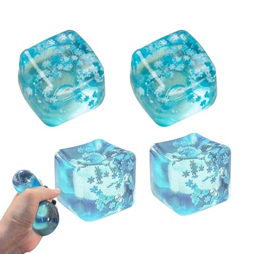 Ice Cube Squishy Toy, Stress Cube - Ice Cubes Stress Balls with Snowflakes Inside, Slow Rising Cube Stress Balls for Adults Kids, Nice Cubes Squishy for Party Favors (4PCS) - style: 4PCS