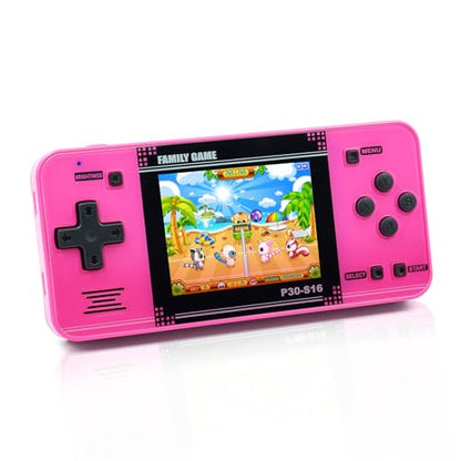 Handheld Game for Kids -Preloaded 220 Retro Video Games, Portable Gaming Player with Rechargeable Battery 3.0" LCD Screen, Mini Arcade Electronic Toy Gifts for Boys Girls (Red) - style: Pink