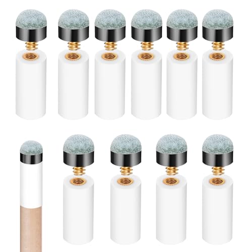 10 Sets Billiard Cues Tips Replacement Kit with White Pool Cue Stick Ferrules, Pool Stick Tips, Screw On Pools Cue Tip Pools Cues Tip Replacement kit, 13 mm, Blue