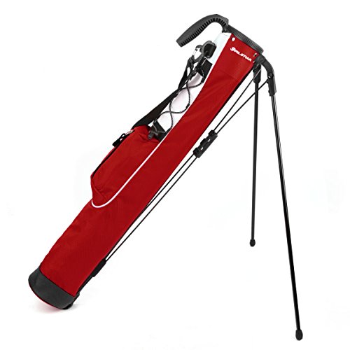 Orlimar Pitch ’n Putt Lightweight Sunday Golf Bag with Stand, Ultra-Light Carry Design, Two-Way Divider Top, Shoulder Strap, Compact Carry Golf Bag for Men & Women - color: Brick Red