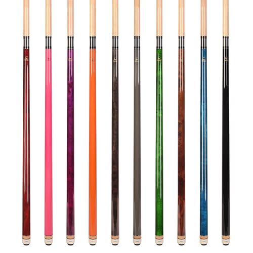 ASKA Set of Wrapless 2-Piece Billiard Pool Cue Sticks L3, 58" Hard Rock Canadian Maple, 13mm Hard Leather Tip, Mixed Weights and Colors - style: Set of 10 Sticks