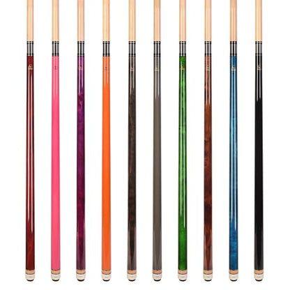 ASKA Set of Wrapless 2-Piece Billiard Pool Cue Sticks L3, 58" Hard Rock Canadian Maple, 13mm Hard Leather Tip, Mixed Weights and Colors - style: Set of 10 Sticks