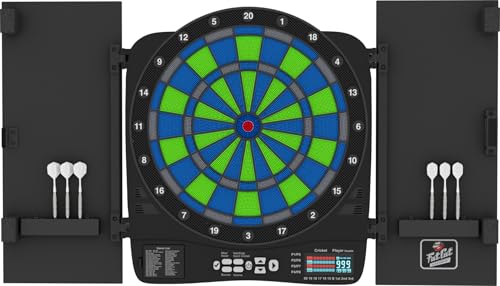 Fat Cat Rega Electronic Dart Board with LED Lights, Electric Dart Board Cabinet for Adults, 13.5" Soft Tip Dart Board, 48 Games
