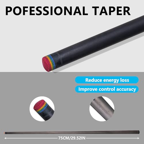 Carbon Fiber Pool Cue Stick 12.5mm Low Deflection Full Carbon Technology Pool Stick for Adults Professional Billiard Cue with Uni-loc Pin Joint - color: Grey
