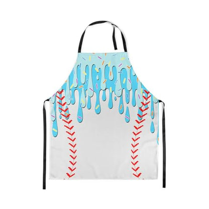Castle Fairy Ice Cream Drip Baseball Kids Kitchen Apron - color: Blue White