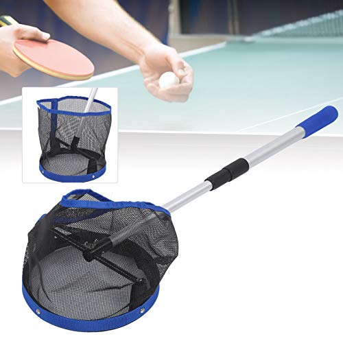 Large Capacity Table Tennis Ball Pickup Storage Net Portable Ball Picker Container with Retractable Handle and Angle