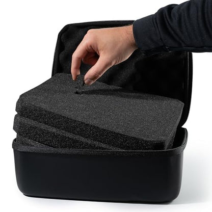 caseling 11x9x5.5 Hard Case with 3-Layer Customizable Pick-and-Pluck Foam | 3 pre-scored foam layers, TSA compliant travel case, rigid EVA shell, electronics and tech gear case, smooth zippers - size: 11" x 9" x 5.5"