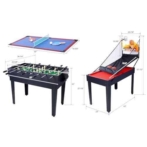 5-in-1 All Sports Game Table - Billiards, Hockey, Foosball, Ping Pong, and Basketball