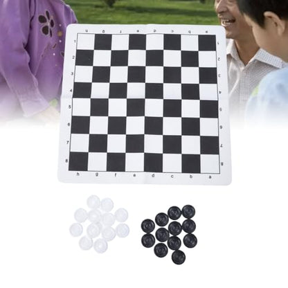 Outdoor Checkers, Folding PU Leather Camping Games Checkers Set with 24 Pieces for Kids Adults Family Picnics Parties Lawn BBQ (Black) - color: Black