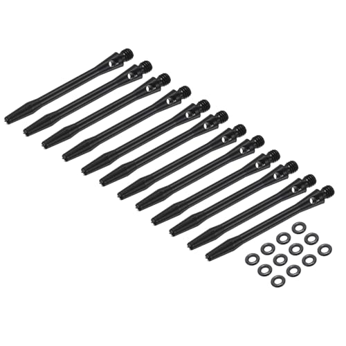PATIKIL Aluminum Dart Shafts, 2BA Dart Stems Replacement Accessories with Rubber Rings for Steel Tip - color: Black, size: 48mm