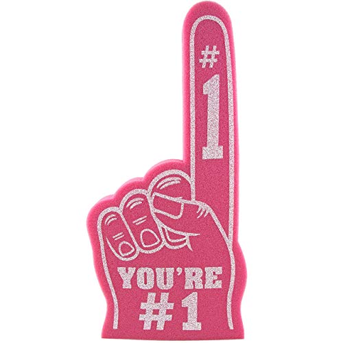 Giant Foam Finger 18 Inch- You're Number 1 Foam Hand for All Occasions - Cheerleading for Sports - Exciting Vibrant Colors use as Celebration Pom Poms- Great for Sports Events Games School Business - color: pink