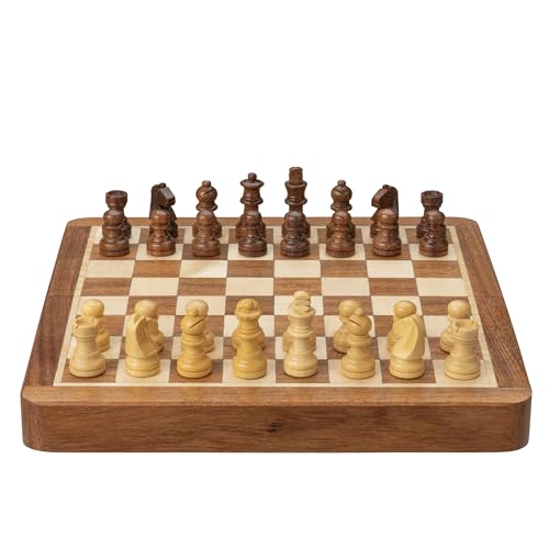 WE Games Travel Magnetic Wood Folding Chess Set - Portable Wooden Chess Board, Perfect Travel Chess Set for Adults, 7 in.