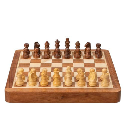 WE Games Travel Magnetic Wood Folding Chess Set - Portable Wooden Chess Board, Perfect Travel Chess Set for Adults, 7 in.