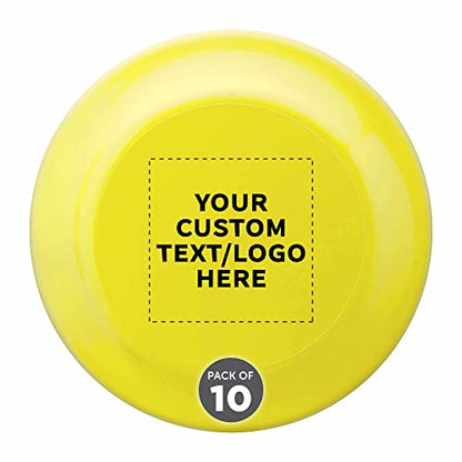 DISCOUNT PROMOS Frisbee Flying Discs in Bulk, 9.25 in. Fun Family Beach Game - color: - Custom - Yellow, size: 10 flying discs
