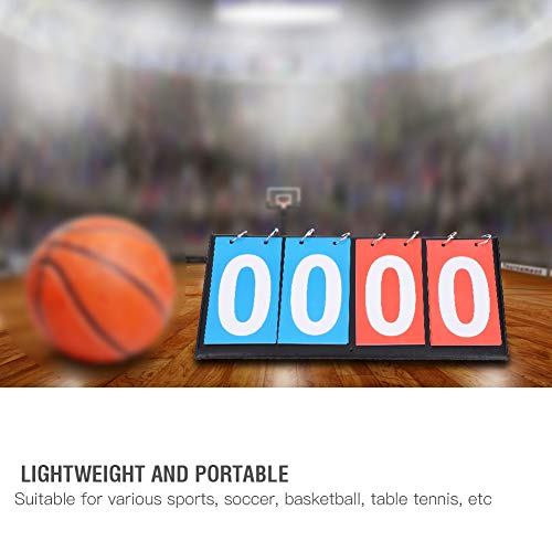 Portable Basketball Scoreboard, 4-Digit Flip Design, Tabletop Multi-Sport Score Counter, for Basketball, Table Tennis, and More