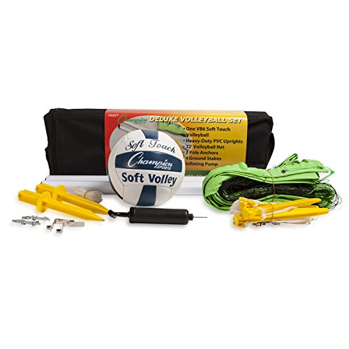 Champion Sports Outdoor Game Sets – Volleyball, Badminton, Tetherball, Bocce & Croquet - style: Backyard and Beach Volleyball Set