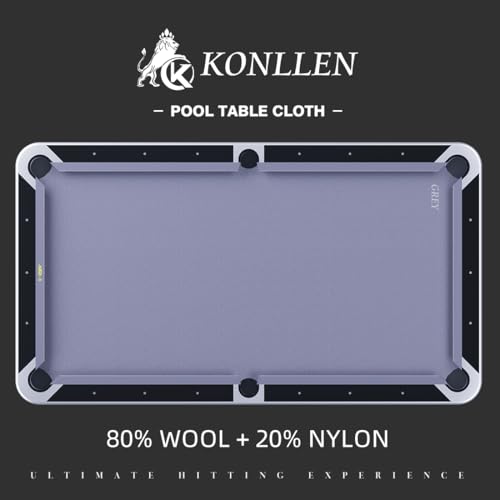 KONLLEN 9' Pool Table Felt and Pool Table Accessories(with 6 Cloth Strips Pre Cut Billiard Table Cloth Felt Billiard Cloth and 2-1/4" Regulation Size 16 Pool Balls Billiard Set)