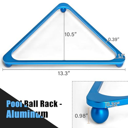 Aluminum Alloy Pool Ball Rack Billiard Ball Triangle Rack for 2-1/4" Pool Balls, Pool Table Ball Holder Positioning Rack - color: Blue