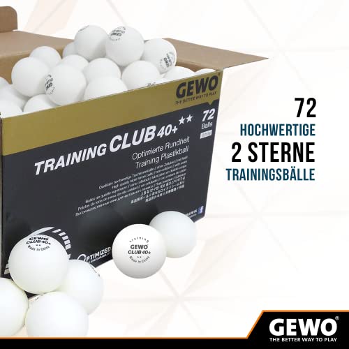 GEWO Unisex - Adult Ball Training Club 40+ Table Tennis Ball, White, 72 Balls