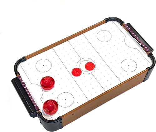 Tradeopia Portable Table Top Mini Wooden Air Hockey Game With 2 Strikers and 2 Pucks - Tabletop Air Hockey