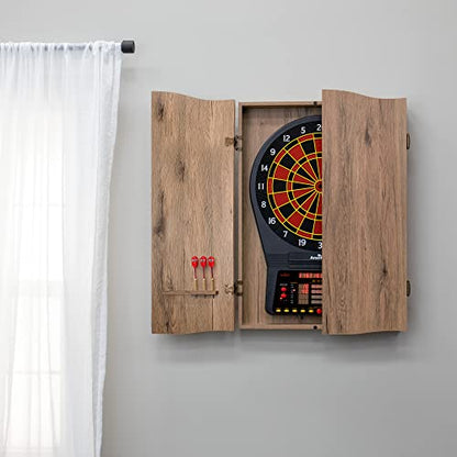 DMI Sports Tan CricketPro Dartboard Cabinet | Designed for Arachnid 15.5” CricketPro 900, 800, 750, 650 Electronic Dartboards | Does Not Include Dartboard