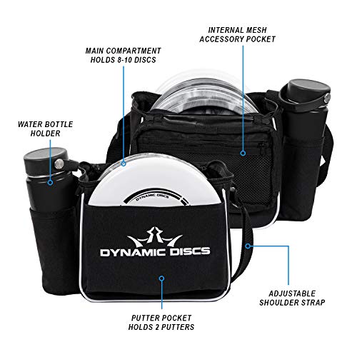 Dynamic Discs Cadet Disc Golf Shoulder Bag | Small Disc Golf Bag, 10-12+ Discs Capacity | Great for Beginners | Lightweight & Durable | Sling over Shoulder to Carry Easily - color: Black
