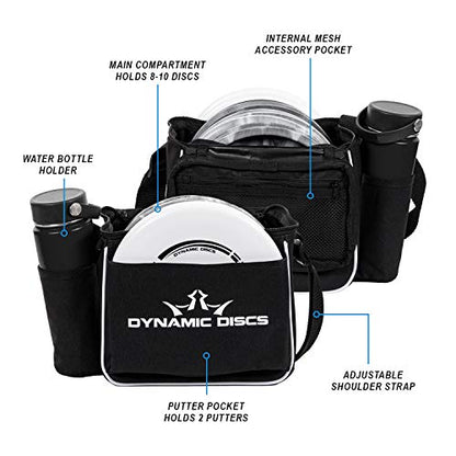 Dynamic Discs Cadet Disc Golf Shoulder Bag | Small Disc Golf Bag, 10-12+ Discs Capacity | Great for Beginners | Lightweight & Durable | Sling over Shoulder to Carry Easily - color: Black