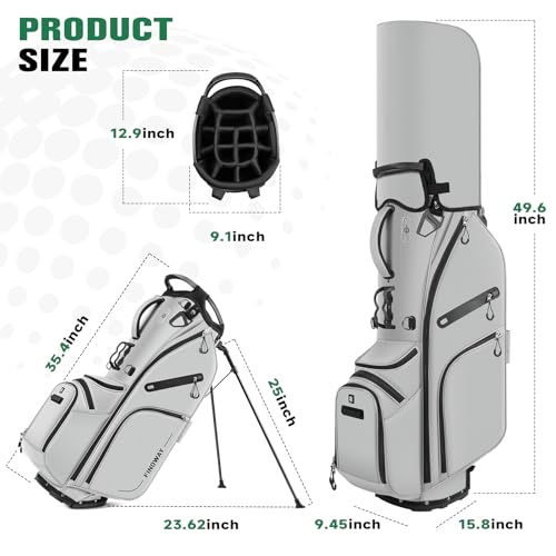 Findway 14 Way Golf Stand Bag, Lightweight Golf Bag with Stand for Men Women, Golf Club Carry Bag with Dual Strap, Rain Cover, Multiple Pockets, Golf Ball Holder - color: Gray