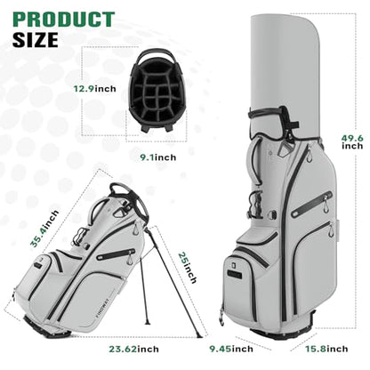 Findway 14 Way Golf Stand Bag, Lightweight Golf Bag with Stand for Men Women, Golf Club Carry Bag with Dual Strap, Rain Cover, Multiple Pockets, Golf Ball Holder - color: Gray