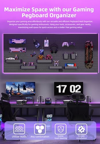 Revamp Your Space With A Versatile Pegboard Kit - Effortlessly Organize Home, Office, And Gaming Setup With Customizable Hanging Solutions (White)
