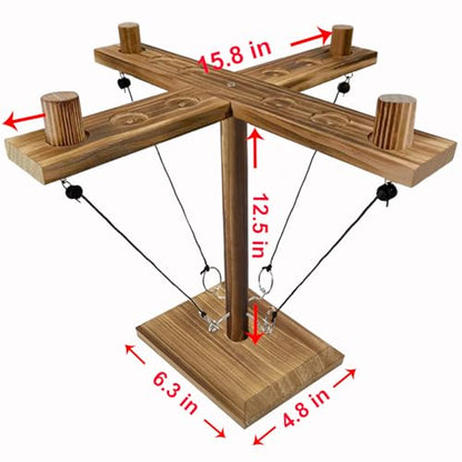 Hook Toss Game, Ring Toss Game, Handmade Wooden Ladder, Throwing Hook and Ring Battle Game for Family