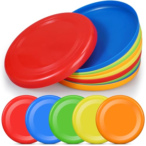 10 Pack Flying Disc Disk Flyer Disc Outdoor Training Interactive Flying Discs Bulk for Adults Dogs for Sports Favors, 5 Colors - style: Rainbow Style