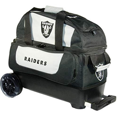 Strikeforce Bowling NFL Las Vegas Raiders Two Ball Bowling Roller Bag with Ball, Shoe and Accessory Pockets
