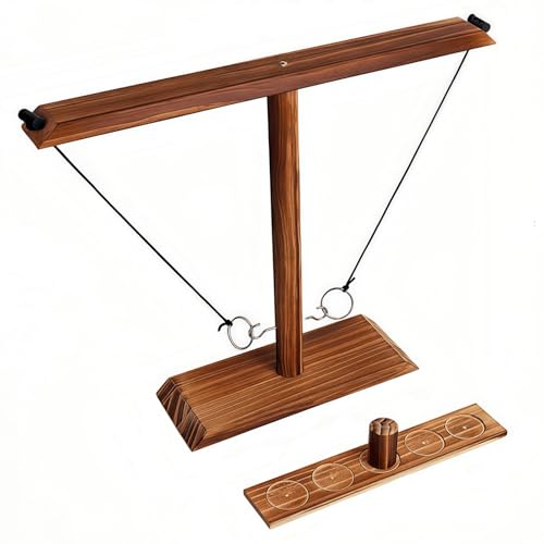 Ring Toss Game, Ring Throwing Game with Shot Put, Hook and Ring Throwing Game for Adults Kids, Fun Hook and Ring Game with Ladder - size: Large