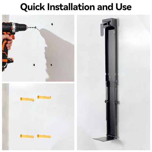 Adjustable Wall Mount Golf Bag Holder - 33.5" to 42.5" Tool-Free Length Adjustment, Heavy-Duty Alloy Steel Storage Rack for Garage, Home, and Golf Club - size: 33.5"-42.5" & 4.8"