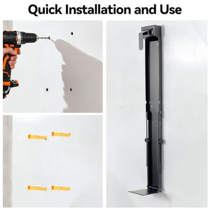Adjustable Wall Mount Golf Bag Holder - 33.5" to 42.5" Tool-Free Length Adjustment, Heavy-Duty Alloy Steel Storage Rack for Garage, Home, and Golf Club - size: 33.5"-42.5" & 4.8"