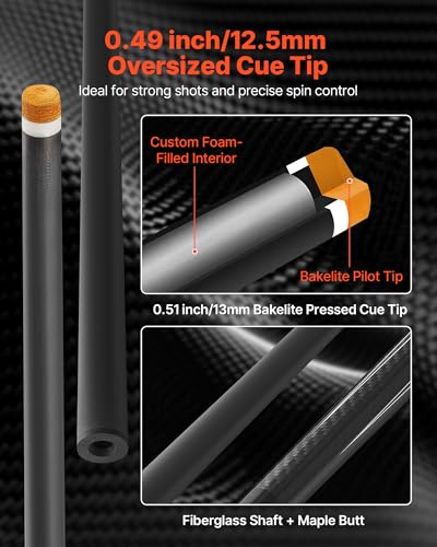 VEVOR Pool Cue, Pool Stick, 58 inch Billiard Pools Cue Stick with Multi-Layer Tip & ABS Connection Ring, Cues Sticks for Professional Pool Table, Bar, Home, Office - style: 1 Piece Pool Stick