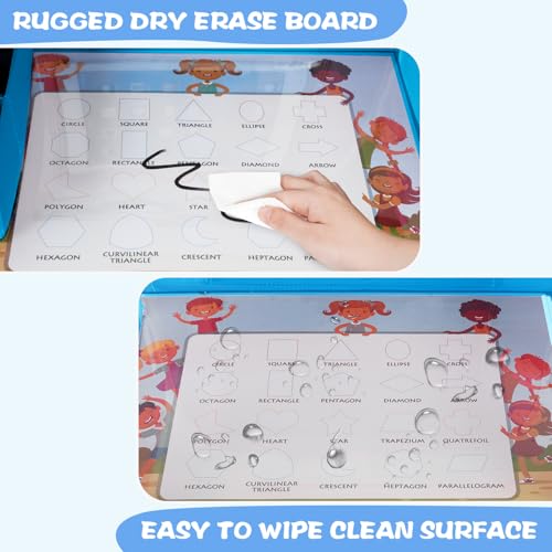 MENZOKE Kids Travel Tray, Car Seat Tray for Kids Travel, Toddler Essentials Girls with Tablet Holder, Road Trip Essentials with Cooler Cup Holder, Dry Erase Board & Storage Pocket for Airplane, Blue - color: Blue Aquarium