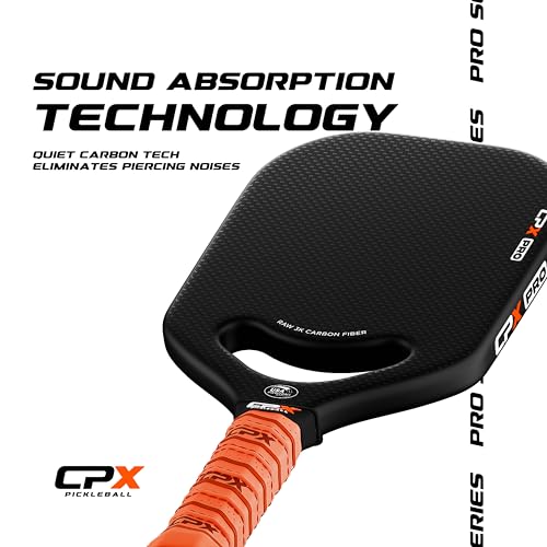 CPX Pro Carbon Fiber Pickleball Paddle - Professional Grade, Matte Finish, Honeycomb Core, Tennis Style Grip - Edgeless Paddle Designed in Chicago, USA - color: White Pro