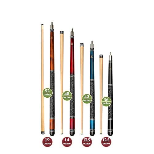 ASKA Short Pool Cue Sets, Canadian Maple Billiard Cue Sticks, 13mm Tip, 5/16x18 Joint, Multi-Set Options for Home & Game Rooms - style: Set of 4, L9CS