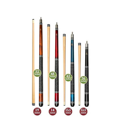 ASKA Short Pool Cue Sets, Canadian Maple Billiard Cue Sticks, 13mm Tip, 5/16x18 Joint, Multi-Set Options for Home & Game Rooms - style: Set of 4, L9CS