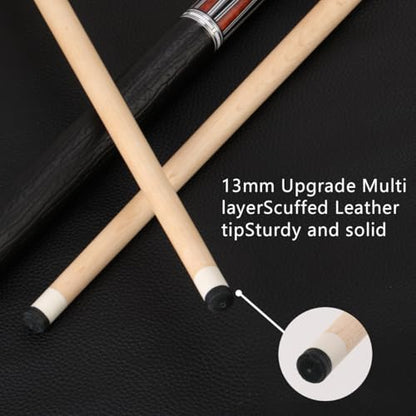 10mm .5mm mm Canadian Maple Pool Cue Stick Set(with Case), 58 inch 19, 19.5 Oz Pool Stick, 2-Piece Grey Brown Billiard Pool Cue Stick - color: 13mm(19.5oz)